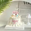 Decoraciones para pastel del Día de San Valentín chino, teléfono de dibujos animados lindo, adornos de cachorro y gato, tarjetas en forma de corazón, toppers e inserciones