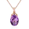 Colgante de Zirconia Amatista Coreana Chapado en Oro Blanco Rosa de 18K Incrustado con Gema de Color Morado Tesoro Colgante Corte Exquisito
