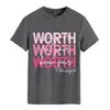 Comercio exterior Amazon 2025 nueva camiseta redonda europea y americana WORTH Ver tu letra estampado manga corta algodón