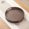 Hogar Simple Tejido de Bambú Imitación Bandeja Redonda de Almacenamiento Oficina Té de Preparación en Seco Gongfu Set de Té Accesorios Dao Bandeja de Bambú