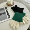 Guantes de Punto de Lana de Color Contrastante Cálidos para Otoño e Invierno, Guantes sin Dedos para Pantalla Táctil