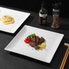 Estilo europeu branco puro em relevo ocidental prato prato de frutas prato de bolo prato de bife prato quadrado prato plano criativo prato quadrado