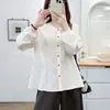 EspecialNuevo estilo de otoño para chicas de talla grande: blusa larga artística, simple y estilizada 100 kg Talla grande 0740