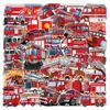 50 Pegatinas de Camión de Bomberos de Dibujos Animados, Decoración Personalizada de Graffiti de Lucha contra Incendios, Pegatinas Impermeables para Teléfonos Móviles y Patinetas, Al por Mayor