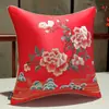 Cojín Rojo de Boda Decoración Festiva China Almohada de Respaldo Funda de Algodón para Sofá Cojín Sala de Estar Cama Hogar Relleno de Almohada
