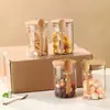 Contenedores de Almacenamiento de Comida Seca Jarra de Vidrio Hermética de Alto Borosilicato Recipientes de Cocina Almacenamiento de Café Azúcar Té Contenedor de Alimentos con Cuchara Tapa de Madera