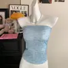 Camisole feminina pequena floral sexy sem alças top regata feminina com bojo costas bonitas peça externa feminina picante costas abertas top justo