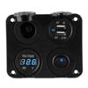 Painel Multifuncional de Combinação de 4 Furos para Carro Modificado, RV, Iate, Quatro Posições, Carregador de Carro com USB com Voltímetro 12V