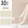 Calcetines de Encaje Finos con Volantes para Mujer, Calcetines Holgados Florales de Media Pantorrilla, Calcetines Negros y Blancos Florales de Malla Calada Mary Jane