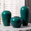 Decorações Verdes Simples e Modernas de Jingdezhen para Casa com Flores Secas e Artificiais em Vasos de Cerâmica para Exibição na Entrada, Frete Grátis