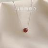 Colar de Contas de Ágata Vermelha de Prata de Lei S925 Estilo Francês e Japonês Luxo Acessível Ins Design de Nicho Elegante Corrente Caixa para Clavícula