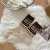 Calcetines de Lana Estilo Fair Isle para Mujer, Otoño e Invierno Rayados Retro Bloques de Color Japoneses Patrón de Copos de Nieve Gruesos Cálidos Calcetines Sueltos