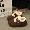 Sapatos Birkenstock Aveludados Femininos 2026 Moda Inverno Novo Estilo Totalmente Cobertos de Pelúcia Espessos Botas de Neve Sola Plana Quentes Sapatos de Algodão