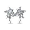 Aretes de Estrella de Zircón con Aguja de Plata, Lujo Ligero, Gama Alta, Versátiles, Estilo Fresco, Personalizados, Modernos, Aretes Sencillos