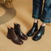 Geniales para Usar Botines Cortos Retro de Estilo Británico de Tacón Medio para Mujer 2025 Nuevo Otoño e Invierno Cuero Genuino Punta Cuadrada Botines Chelsea y Botines Nude