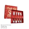 Colher de Café de Natal Colher de Sobremesa de Aço Inoxidável Conjunto de Colheres Desenho Animado Boneco de Neve Utensílios de Mesa Caixa de Presente Colher Criativa para Mexer