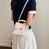 Bolso de Hombro de Moda Estilo Coreano para Mujer, Estampado Lindo de Dibujos Animados, Lazo, Bolso Cruzado de Mano, Bolso Cuadrado Pequeño Dulce y Versátil