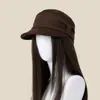 Gorra de equitación plisada de ante para mujer, primavera y otoño, estilo vintage Maillard, hace que la cara se vea más pequeña, gorra de invierno tipo boina de pintor, gorra de pico de pato