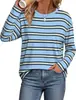 2026 Europeu e Americano transfronteiriço novo feminino outono versátil casual solto bloco de cores listrado manga longa blusa