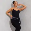 Joyería transfronteriza europea y americana: Anillo sexy y moderno de corazón geométrico hueco, cadena de cintura empalmada, cadena corporal dulce y fresca para playa para mujeres