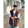 Chaleco de Trabajo Casual Americano con Cuello Alto, Bolsillo con Cremallera, Bordado, para Acampar al Aire Libre, Dobladillo Retráctil para Hombres y Mujeres