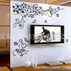 [ZY027S] Explosiones Mariposa Negra Enredadera de Flores Diagonales Europeo y Americano Negro Adhesivo de Pared para Fondo de TV