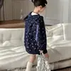 Jaqueta com Capuz para Meninas Primavera e Outono 2026 Nova Doce Bonita Estilo Capuz Estampada Tricô Moletom Jaqueta Tendência