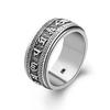 Anillo de mantra de seis palabras en plata esterlina S990 para hombre, anillo dominante, anillo giratorio retro de plata tailandesa con personalidad hipster