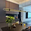 Lámpara colgante de restaurante, estilo Bauhaus simple, lineal, creativa y única, para mesas de comedor largas y barras de bar, hecha de hierro