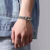 Joyería de plata esterlina S925 para hombre, personalidad dominante, seis palabras en sánscrito, patrón de seguridad, pulsera dominante, cadena de plata vintage