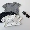 Camiseta de Lunares para Niña 26 Primavera/Verano, Camiseta Básica Versátil de Manga Corta con Estampado de Lunares para Bebé Niña, Ajustada, Cuello Redondo