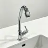 Grifo monomando de agua fría vertical de apertura rápida para fregaderos de cocina, lavabos y lavamanos, fabricado en plástico ABS con caño monomando de agua fría cromado.