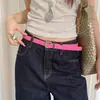 Cinturón Estrecho Rosa Pastel Dulce y Fresco Estilo Y2K para Mujer, Decoración Estilo Milenio, Combinado con Jeans, Accesorios, Hebilla Metálica, Cinturón de Moda