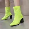 Novas 20234048 Botas de Cavaleiro Salto Alto Europeu e Americano Espesso Sapatos Femininos Zíper Traseiro Botas de Tamanho Grande Botas de Couro Femininas Curtas Algodão