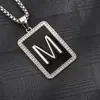 Colar Pingente Quadrado Preto com Gota de Óleo de 26 Letras Transfronteiriço Amazon Mais Vendido Pingente Distintivo de Liga Corrente de Suéter
