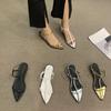 Sandalias de Verano 2026 Estilo Nuevo Personalizadas de Punta Cruzada con Correa al Tobillo y Hebilla Tacón Cilíndrico Grueso para Mujer