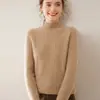 Suéter de Cachemira de Color Sólido para Mujer, Cuello Semi Alto, Holgado, Grueso, Tejido de Cable, Tejido Retro, Suéter Base