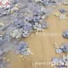 Bordado teñido 3D bordado de flores grandes cuentas encaje tela adecuada para vestido encaje de malla transparente CL64883