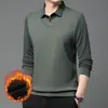 Suéter Masculino Quente com Forro de Lã Espesso Falso Duas Peças Outono e Inverno Camisa de Gola Camisa Base Casual Moda para Meia-Idade e Idosos