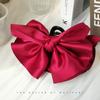 Horquilla de satén con lazo grande para mujer, estilo princesa, elegante, con clip de tiburón, para la parte trasera del pelo
