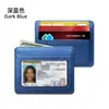 Portatarjetas de piel sintética con textura de lichi transfronterizo con ventana transparente cinco ranuras para tarjetas gran capacidad para mujer estilo Ins cuero de alta gama