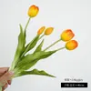Tulipas simuladas de borracha macia com 5 cabeças para decoração de casa, flores artificiais para buquês de casamento, buquês de tulipas simuladas, flores artificiais