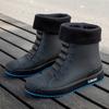 Botas de chuva masculinas e femininas, sapatos casuais curtos, à prova d'água, forrados com lã, quentes, antiderrapantes, resistentes ao desgaste, confortáveis, uso externo, botas de chuva leves