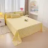 Sábanas de algodón lavado al agua hipoalergénicas de una sola pieza, sábanas de cuadros simples de par individual, sábanas y fundas de almohada individuales para dormitorio y hogar, venta al por mayor