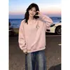 Sudadera con capucha de cuello redondo con estampado divertido de gato Hip Hop Americano para mujer Otoño Invierno Nuevo Estilo Tendencia Holgada Adelgazante Top de Pareja