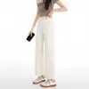 Jeans de Tencel para Mujer Cintura Alta Holgados Adelgazantes Verano Finos Pierna Recta Pantalones Petite Versátiles Cigarrillo Pantalones de Nueve Puntos