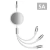 Cabo de Dados 66W Um para Três com Logotipo Impresso, Cabo de Carregamento Rápido Multifuncional 5A, Cabo de Dados de Metal para Celular, Três em Um