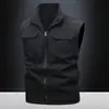 Chaleco de Moda para Hombre para Exteriores con Forro de Polar, Múltiples Bolsillos, Chaleco Casual de Trabajo, Chaqueta sin Mangas