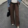 Pantalones Deportivos de Venta Caliente Transfronterizos Europeos y Americanos 2026 Otoño e Invierno Cintura Alta Engrosados Pantalones Largos para Mujer Bloques de Color Patchwork Dobladillo Enrollado Pantalones Casuales