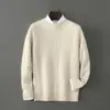 Bai Cai Rong Otoño Invierno Nuevo Suéter de Punto Trenzado Cuello Redondo 100% Lana para Hombre Caliente Jersey de Punto Suéter Talla Grande